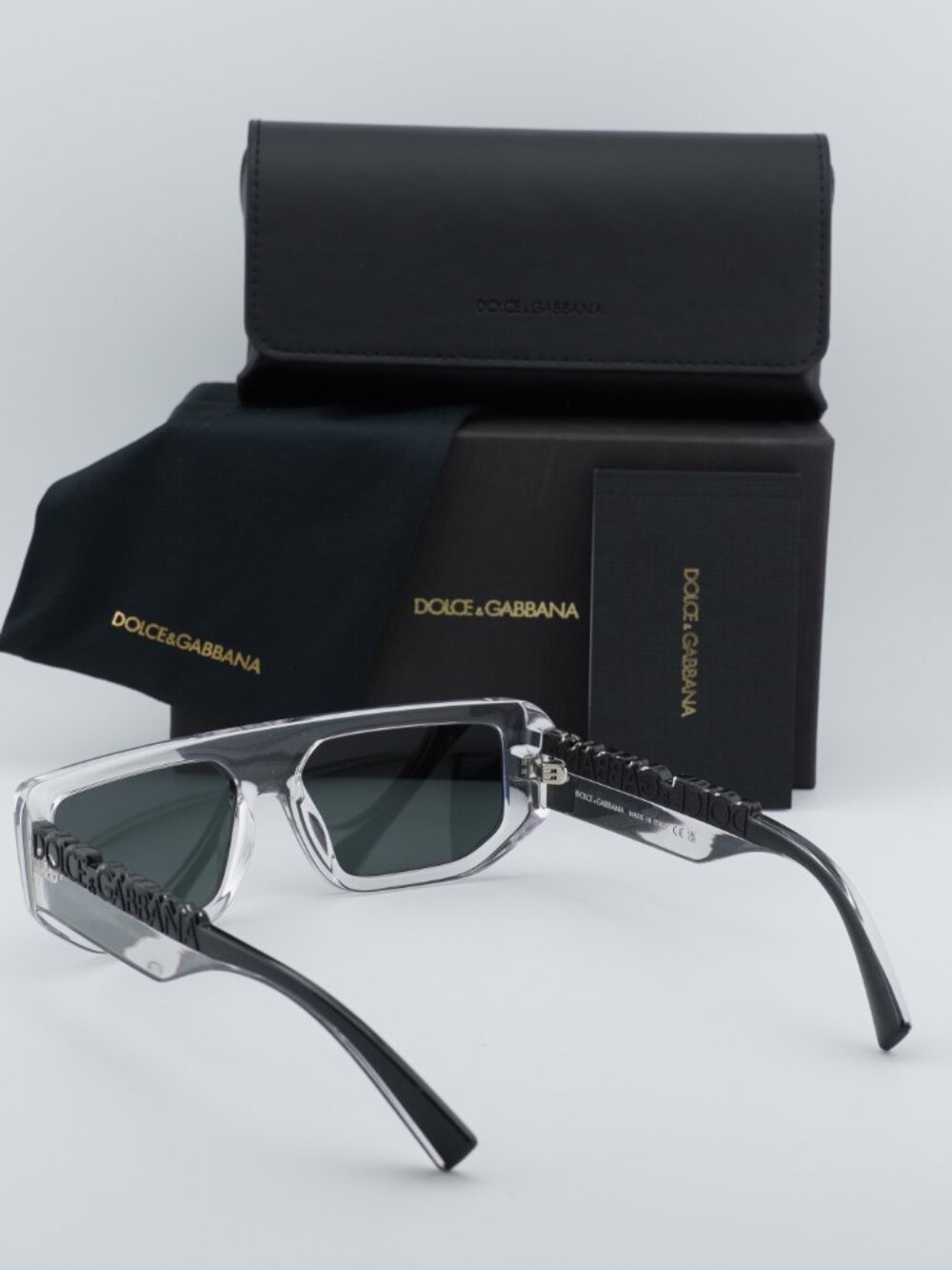 Dolce & Gabbana DG6203 313387 Rectangle Sunglasses - Transparent\Dark Grey - Picture 9 of 9